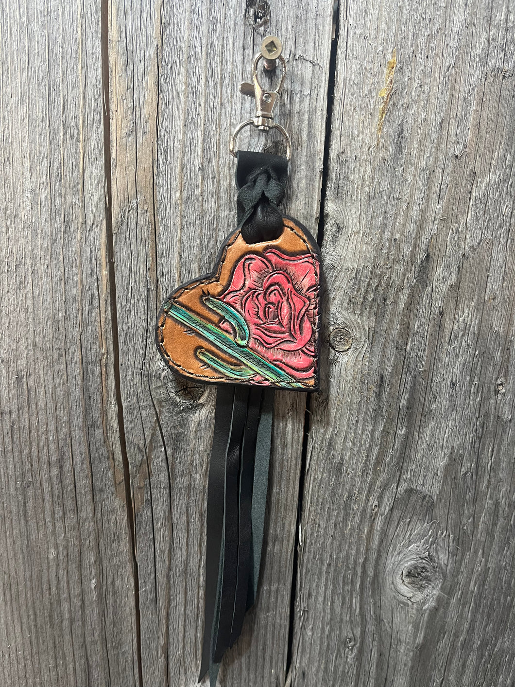 Heart Tooled Leather Keychain